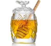 H&D HYALINE & DORA Tarro de miel de cristal transparente con espátula y tapa, tarro de miel de abeja, tarro de miel de cristal de 125 ml para la cocina del hogar