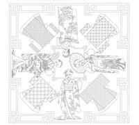 H DUPONT DUPCARPW123C - Un Carré de Soie à peindre - Tissu 100% soie - 90x90cm - Geishas