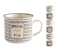 H&H 839801 Black Gold Juego de 6 tazas Jumbo, New Bone China, cc410