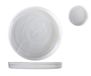 H&H Alabastro - Juego de 6 platos de cristal, color blanco, 28 x 3 cm