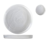H&H Alabastro - Juego de 6 platos de cristal, color blanco, 33 x 4 cm