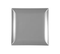H&H Boston - Juego de 6 Platos Llanos, Stoneware, Gris, Cuadrados, 24 x 24 cm