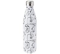 H&H Botella térmica de acero inoxidable 18/10 sin BPA, botella de agua reutilizable, para adultos y niños, termo de metal para bebidas calientes o frías con diseño estampado, 750 ml, Blanco/Negro