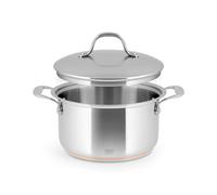 H&H Cacerola alta de acero inoxidable y cobre, 2 asas, 20 cm, con tapa