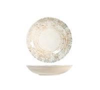 H&H Eris - Plato multiusos de porcelana, 25 cm, diseño moderno, elegante, para servir los alimentos, color beige