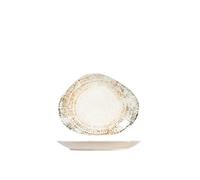 H&H Eris - Plato ovalado de porcelana, 22 cm, diseño moderno, elegante, para servir los alimentos, color beige
