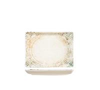 H&H Eris - Plato rectangular de porcelana, 17 x 23 cm, diseño moderno, elegante, para servir platos, color beige