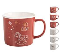 H&H Hollyxmas - Juego de 6 tazas Brunch, New Bone China cc385