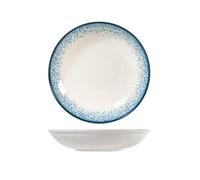 H&H Jupiter - Plato multiusos de porcelana, 25 cm, diseño moderno, elegante, para servir los platos, tonos azules