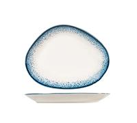 H&H Jupiter - Plato ovalado de porcelana, 30 cm, diseño moderno, elegante, para servir los platos, tonos azules