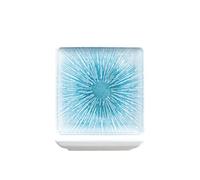 H&H Neptune - Plato cuadrado de porcelana, 19 cm, diseño moderno y elegante, azul difuminado