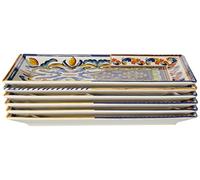 H&H Positano Juego 6 Platos Rectangulares Cerámica 25x15 Cm