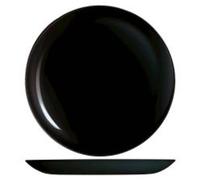 H&H Premiere, juego de 6 platos llanos, vidrio, color negro, 27 cm