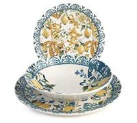 H&H Servicio de mesa para 18 piezas, colección Sicilia, de cerámica decorada