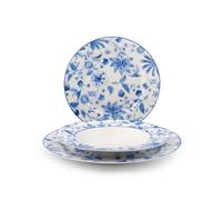 H&H, Vajilla de 18 piezas Blue Arbor juego de mesa completo, platos con decoración azul, platos elegantes, estilo inglés, aptos para lavavajillas