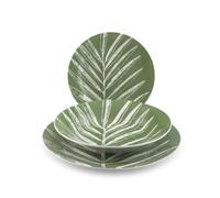 H&H Servizio Tavola 18 Pezzi Mint Foliage in porcellana