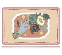 H&H Set 2 Tovagliette Gipsy In Sughero Decoro Fiore Cm 43x28