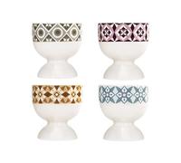 H&H Set 4 porta uovo taste collection in porcellana decorata cm 5x5