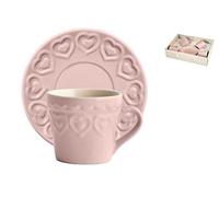 H&H Set 4 Tazze Caff Fairylove Colore Rosa Con Piatto Cc165