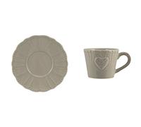 H&H Set 6 Tazze Caff Celine In Stoneware Con Piatto Grigio Cc100