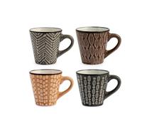 H&H Set 6 Tazze Caff Ethnic In Stoneware Senza Piatto Colori Cc100
