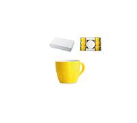 H&H Set 6 Tazze Caff New Bone China Decoro In Rilievo Giallo Cc130