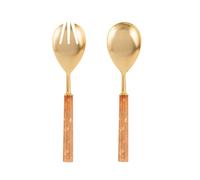 H&H Set De 2 Utensilios De Ensalada De Acero Inoxidable Y Resina, Plata Rosa