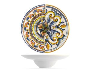 H&H Set De 6 Platos De Pasta En Loza Decorada Positano Cm 24