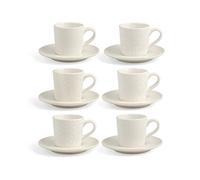 H&H Silhouette Juego de 6 Tazas de Café con Platillos Stoneware, Color Blanco, 30,5 X 21 X 11 cm