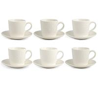 H&H Silhouette Juego de 6 Tazas de Cristal con Platillo CC 200, Stoneware, Blanco, 37 X 14 X 8 cm