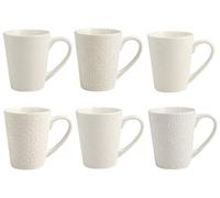 H&H Silhouette Juego de Tazas Mug, Cerámica, Blanco Marfil, 6 Unidad (Paquete de 1), 6