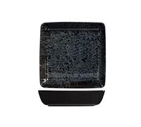 H&H Uranus - Plato de porcelana con fondo de 19 cm, diseño moderno, elegante, para servir los platos, color negro
