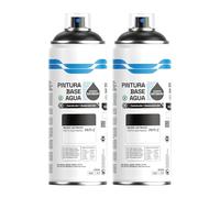 H HANSEL HOME Pintura Spray Base Agua 400ml - Para Muebles, Metal, Plástico y Madera - Ecológica y Sin Olor, Colores Duraderos - Negro Satinado, 2 unidades