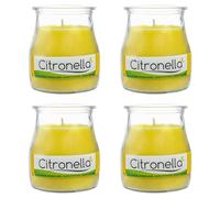 H HANSEL HOME Velas de Citronela en Vaso de Yogurt 100g x 4 - Antimosquitos Natural, Perfumadas, 24h Duración, 7x6 cm