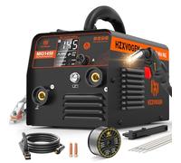H HZXVOGEN MIG145II 145A Soldador de Hilo sin Gas, 3 en 1 MIG/ARC/Lift TIG, Avance Sincronizado, IGBT Inversor, Pantalla LED, Compacto para Principiantes y Aficionados