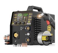 H HZXVOGEN Soldador MIG Aluminio 250A Máquina de Soldar 6 en 1 MIG con Gas Sin Gas Lift TIG MMA Punto Spool Gun Control Sinérgico 230V Pantalla LED Ajuste de Inductancia