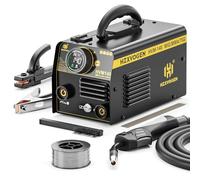 H HZXVOGEN Soldadora MIG 140A 3 en 1 HVM140 | 230V, Soldador de Hilo Continuo Sin Gas, MMA, Lift TIG, Control Sinérgico, Inversor IGBT, Pantalla LED, Portátil