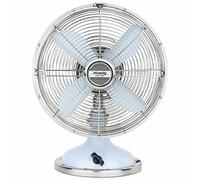 H.Koenig JOE50 Ventilador Azul Claro, Ventilador Eléctrico Retro Vintage, Diseño Silencioso, 3 Velocidades, Fijo y Oscilación 90ºC, Metal, Ajuste Vertical, Pie Antideslizante