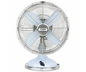 H.Koenig JOE50 Ventilador Azul Claro, Ventilador Eléctrico Retro Vintage, Diseño Silencioso, 3 Velocidades, Fijo y Oscilación 90ºC, Metal, Ajuste Vertical, Pie Antideslizante