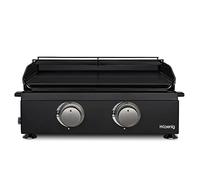H.Koenig Plancha de asar a gas PLX1022, 2 Quemadores U Acero inoxidable, Plancha de asar de fundición esmaltada, Alimentación de gas propano o butano, Distribución uniforme del calor, hasta 350°C