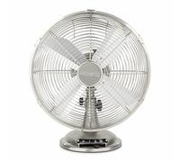 H.Koenig Ventilador de mesa eléctrico JOE48 Silencioso Diseño metálico, 3 velocidades, Oscilación fija o de 90°, Ajuste vertical, Pies antideslizantes