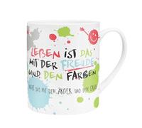 H:) PPY life 45358 - Taza (porcelana, 60 iseño con texto en alemán "Das Leben ist das mit der Freude"