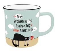 H:PPY life 74525 - Taza XL con diseño de café | Taza de porcelana con frase en alemán (55 on cinta de regalo)