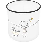 H:) PPY life 74777 - Vela en taza con diseño "Hab dich so lieb", porcelana, altura 8,8 cm, diámetro 8,4 cm, regalo, artículo decorativo