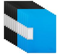 H&S Kit 12x Carpetas A4 con Fundas de Plastico - 30 Bolsillos Extraíbles - Azul y Negro