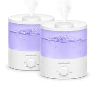 H1-XIT - Paquete de 2 humidificadores de niebla fría de 2 L, recarga superior, salida de niebla nana, sin fugas, para bebé, dormitorio, sala de estar