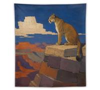 H3B8U2Y5 Arte en bloques de Cougar Canyon Tapiz de Pared, Cabecera