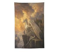 H3B8U2Y5 Castillo Dorado del Dragón Blanco Tapiz de Pared, Fondo Decorativo