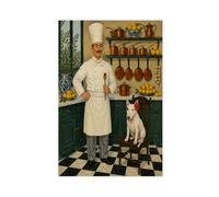 H3B8U2Y5 Chef Bull Terrier Cuadro en Lienzo, Perros de compañía Residencia