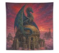 H3B8U2Y5 Ciudadela Roja del Dragón Pavo Real Tapiz de Pared, Dormitorio